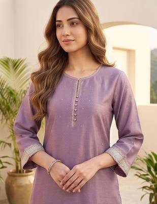 Women Ethnic Motifs Regular Thread Work Kurta with Palazzos & With Dupatta 6