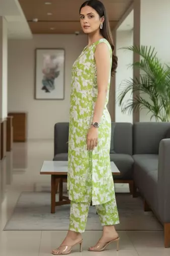 Women Floral Printed Regular Kurta with Trousers