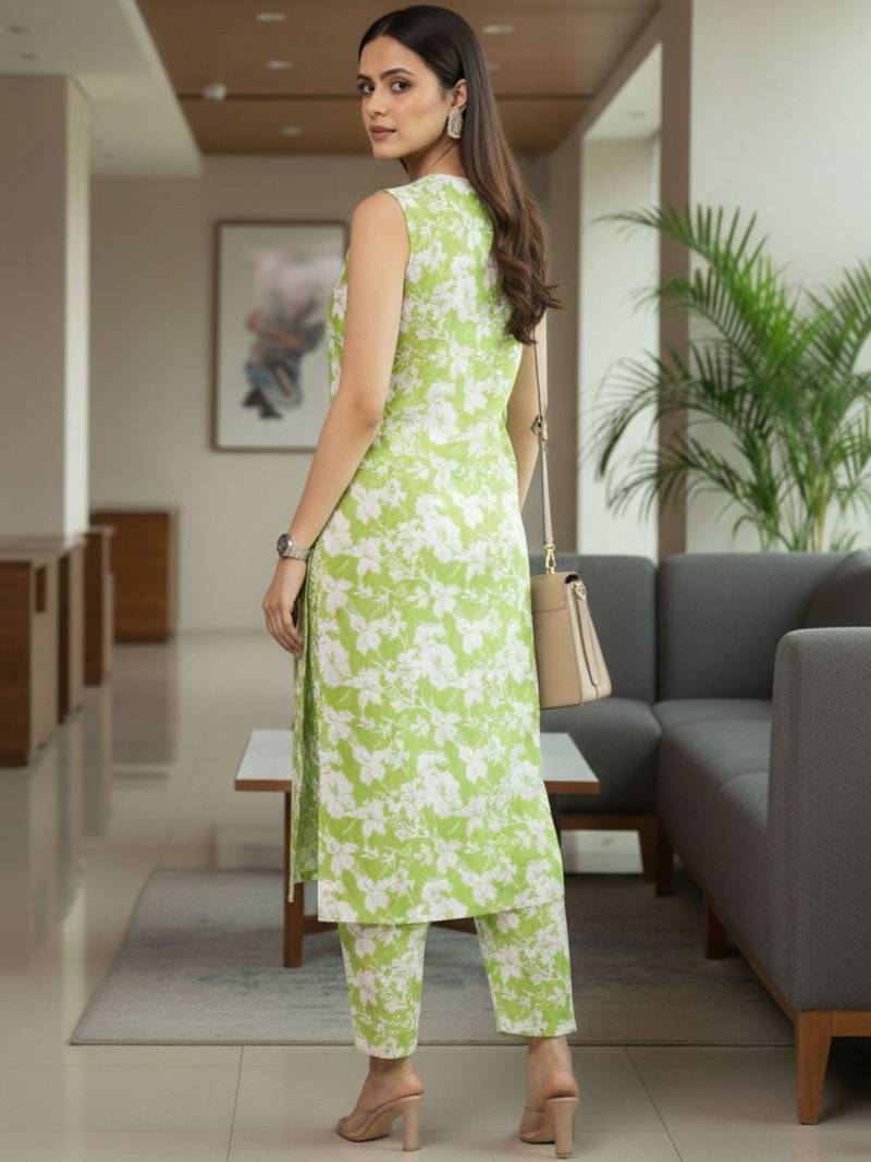 Women Floral Printed Regular Kurta with Trousers