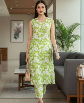 Women Floral Printed Regular Kurta with Trousers 4