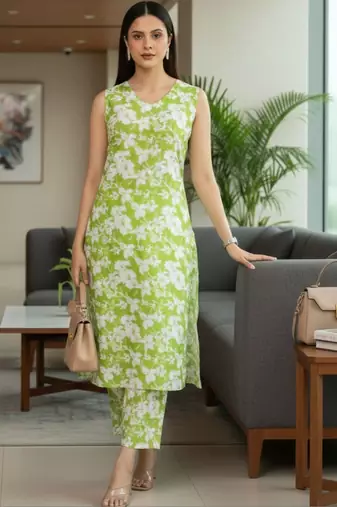Women Floral Printed Regular Kurta with Trousers