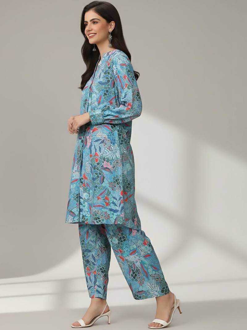 Women Floral Printed Regular Kurta with Trousers