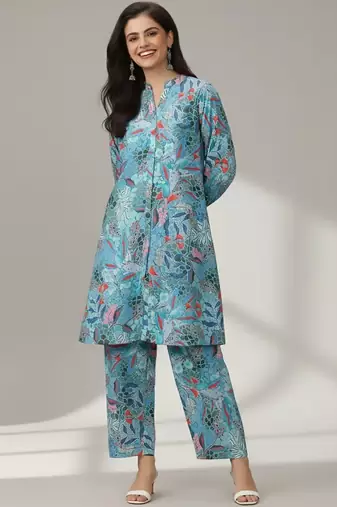 Women Floral Printed Regular Kurta with Trousers