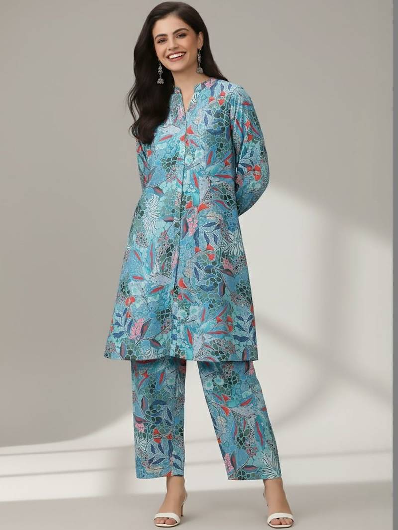 Women Floral Printed Regular Kurta with Trousers