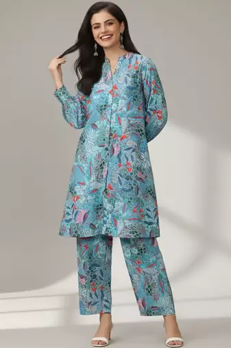 Women Floral Printed Regular Kurta with Trousers