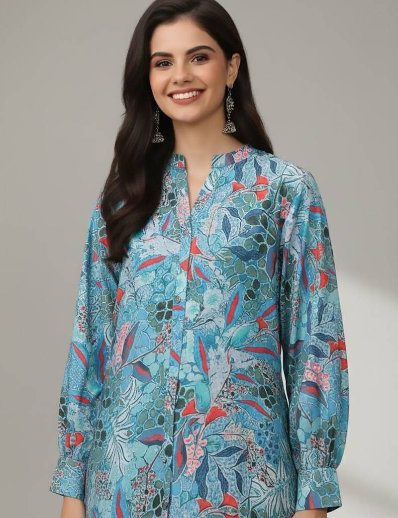 Women Floral Printed Regular Kurta with Trousers
