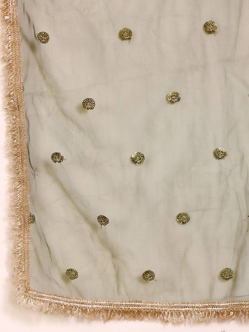Gotta Patti Keyhole Neck Straight Kurta With Trousers & Dupatta