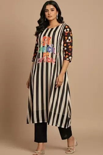 Women Printed Regular Kurta with Trousers