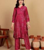 Women Printed V-Neck Kurta with Trouser