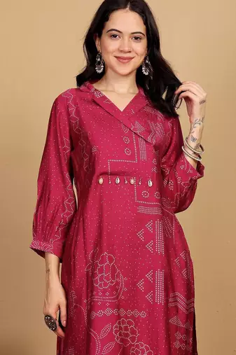 Women Printed V-Neck Kurta with Trouser