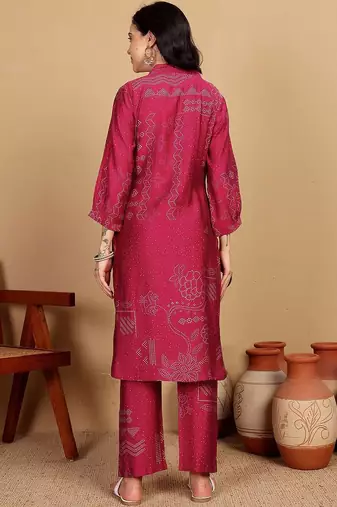 Women Printed V-Neck Kurta with Trouser