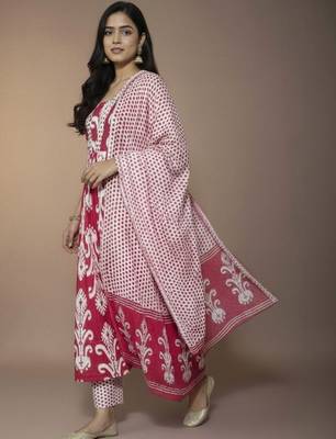 Women Ethnic Motifs Printed Empire Kurta with Trousers & With Dupatta 1