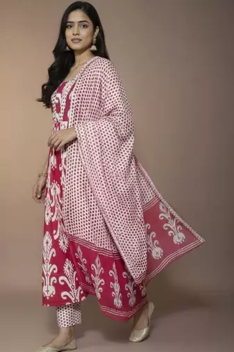 Women Ethnic Motifs Printed Empire Kurta with Trousers & With Dupatta