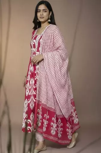 Women Ethnic Motifs Printed Empire Kurta with Trousers & With Dupatta