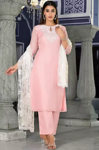 Ethnic Motifs Embroidered Regular Thread Work Kurta with Trousers & Dupatta