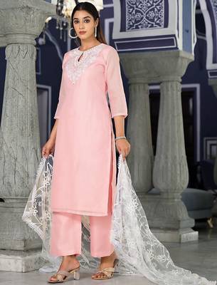 Ethnic Motifs Embroidered Regular Thread Work Kurta with Trousers & Dupatta 4