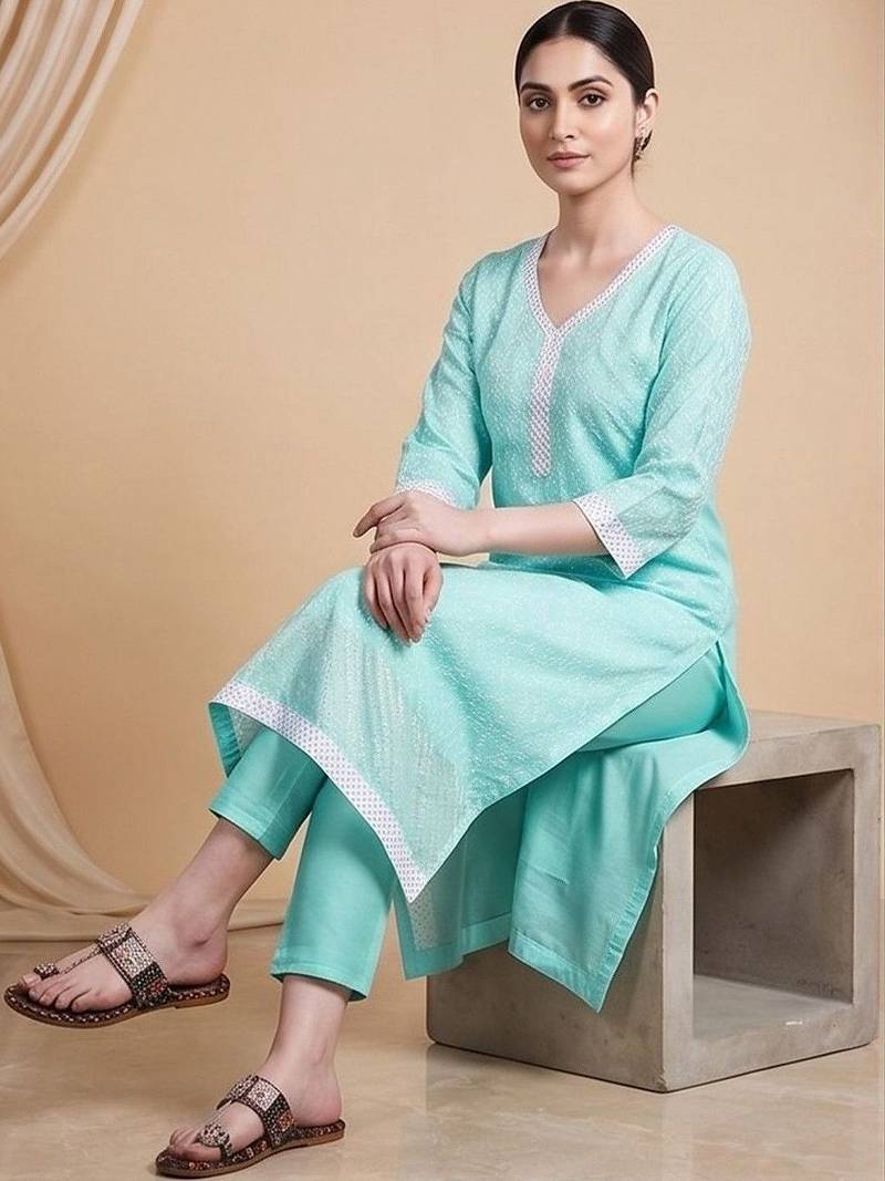 Women Ethnic Motifs Regular Kurta with Trousers & With Dupatta