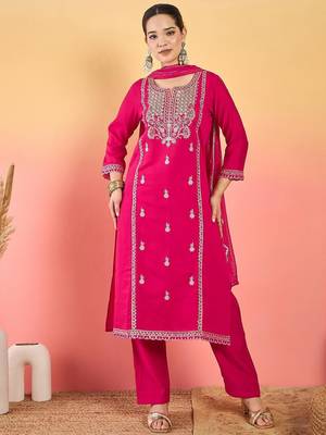 Women Ethnic Motifs Embroidered Thread Work Kurta with Trousers & Dupatta 1
