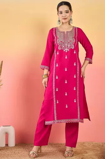 Women Ethnic Motifs Embroidered Thread Work Kurta with Trousers & Dupatta