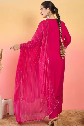 Women Ethnic Motifs Embroidered Thread Work Kurta with Trousers & Dupatta
