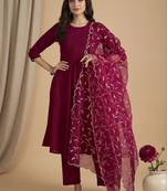 Women Ethnic Motifs Regular Thread Work Kurta with Trousers & With Dupatta