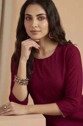 Women Ethnic Motifs Regular Thread Work Kurta with Trousers & With Dupatta