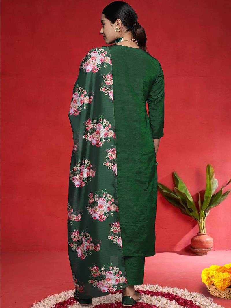 Women Ethnic Motifs Embroidered Kurta with Trousers & Dupatta