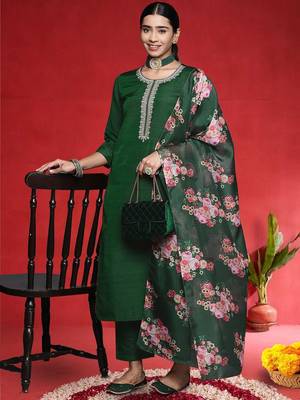 Women Ethnic Motifs Embroidered Kurta with Trousers & Dupatta 6