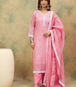 Women Floral Embroidered Kurta with Trousers & Dupatta