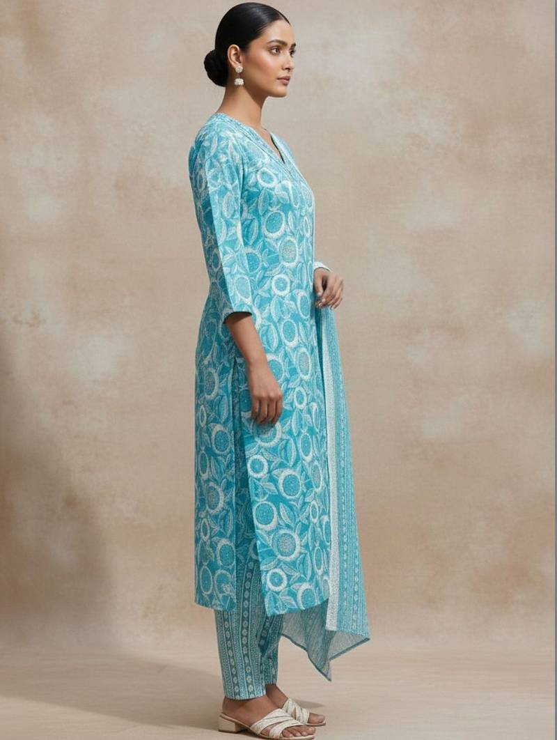 Women Ethnic Motifs Printed Regular Kurta with Trousers & With Dupatta
