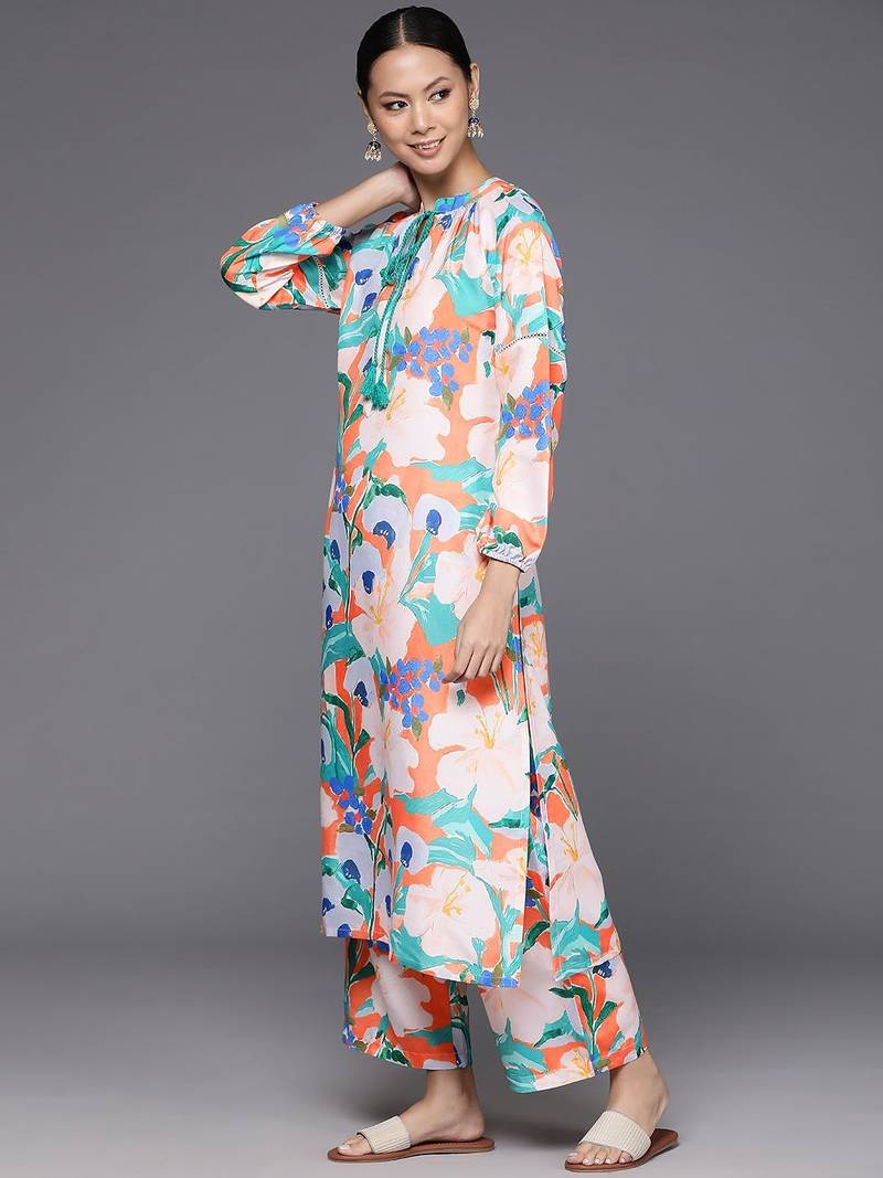 Women Floral Printed Regular Kurta Pith Palazzos