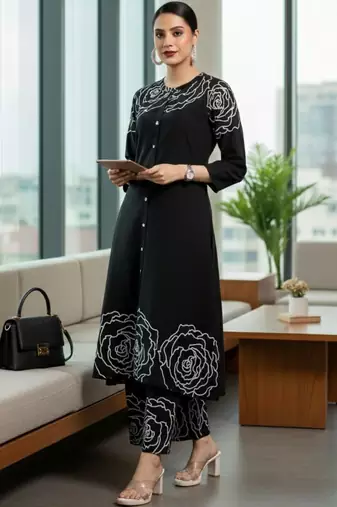 Women Floral Printed Regular Pure Cotton Kurta with Trousers