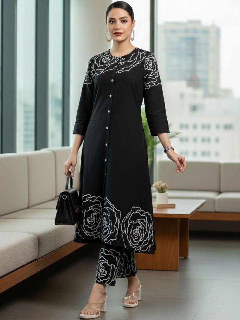 Women Floral Printed Regular Pure Cotton Kurta with Trousers