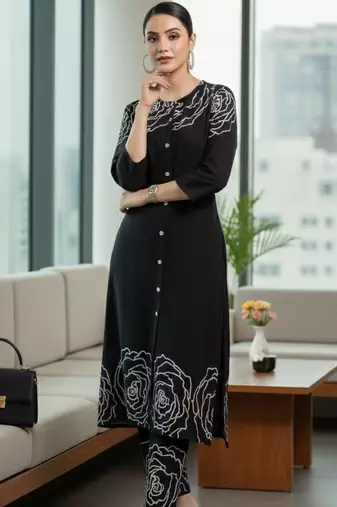 Women Floral Printed Regular Pure Cotton Kurta with Trousers
