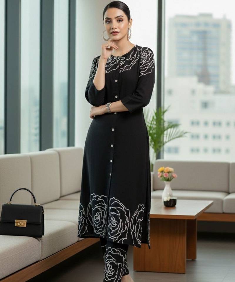 Women Floral Printed Regular Pure Cotton Kurta with Trousers