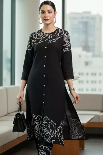 Women Floral Printed Regular Pure Cotton Kurta with Trousers