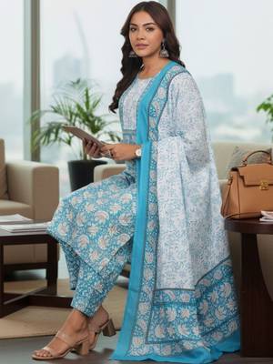 Women Ethnic Motifs Printed Regular Kurta with Trousers & With Dupatta 1