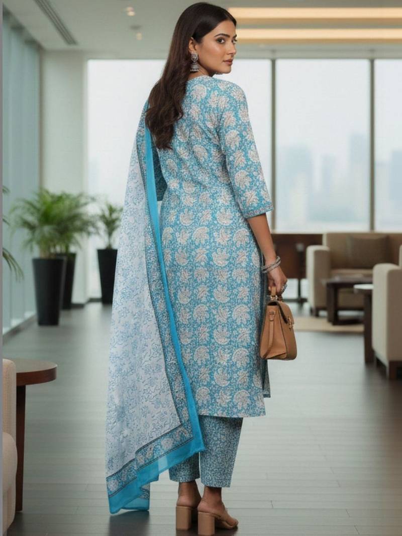 Women Ethnic Motifs Printed Regular Kurta with Trousers & With Dupatta