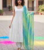 Women Tiered Kurta with Trousers & With Dupatta