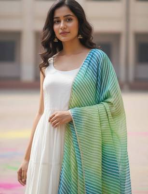 Women Tiered Kurta with Trousers & With Dupatta 2
