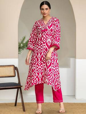 Women Ethnic Motifs Printed Pure Cotton A-Line Kurta with Trousers 1