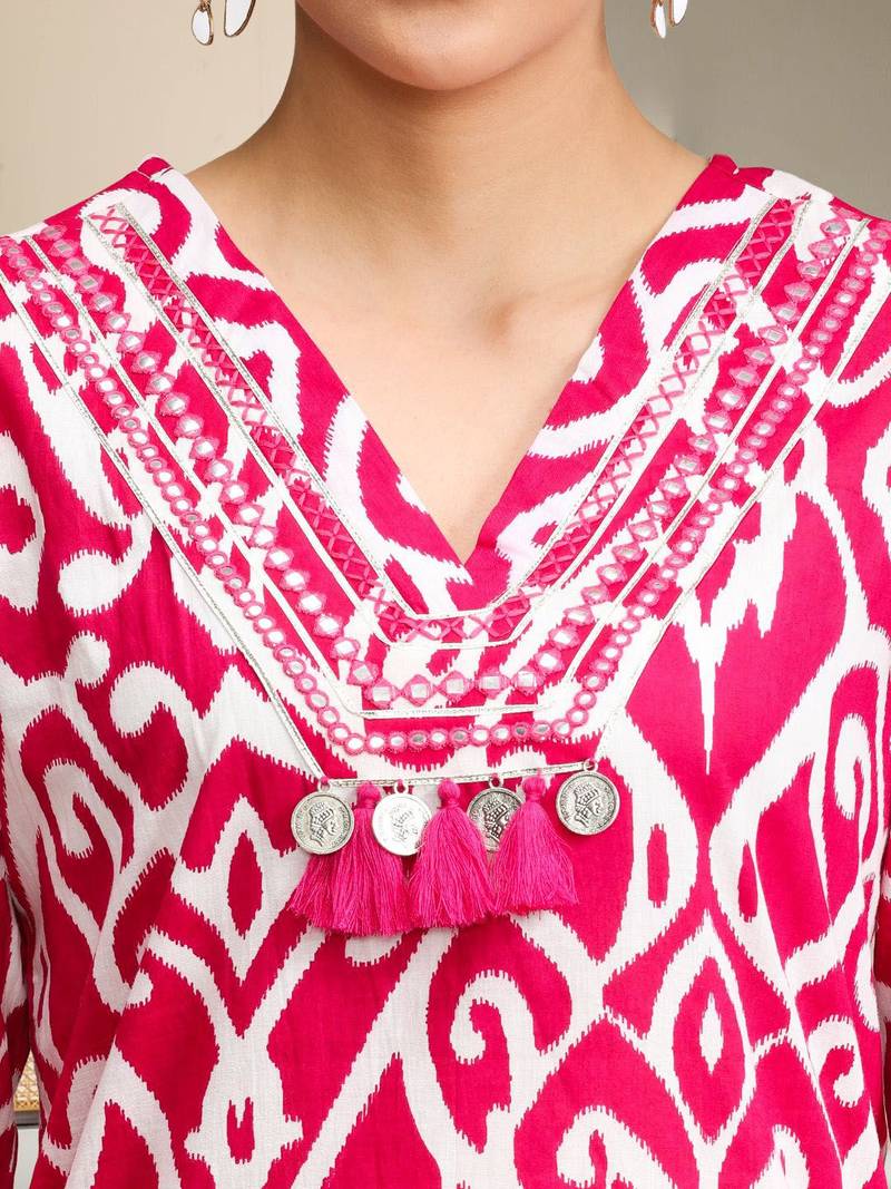 Women Ethnic Motifs Printed Pure Cotton A-Line Kurta with Trousers