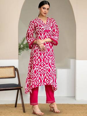 Women Ethnic Motifs Printed Pure Cotton A-Line Kurta with Trousers 3
