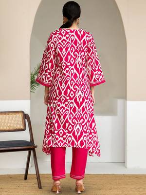 Women Ethnic Motifs Printed Pure Cotton A-Line Kurta with Trousers 5