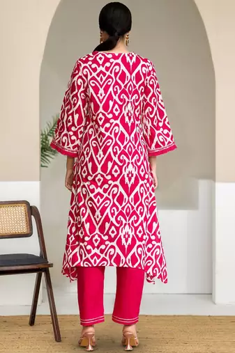Women Ethnic Motifs Printed Pure Cotton A-Line Kurta with Trousers