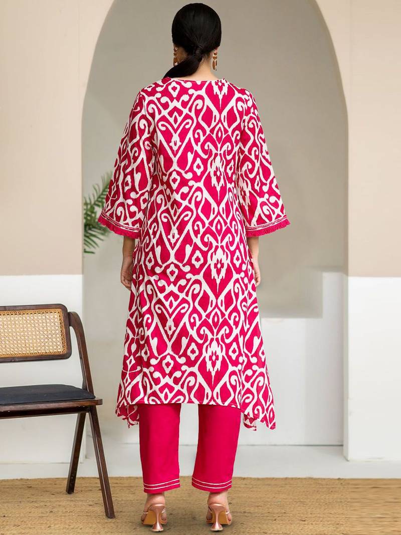 Women Ethnic Motifs Printed Pure Cotton A-Line Kurta with Trousers