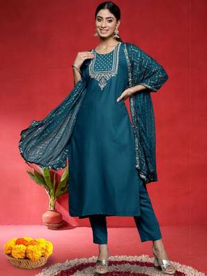 Women Ethnic Motifs Embroidered Regular Sequinned Kurta with Trousers & Dupatta 1