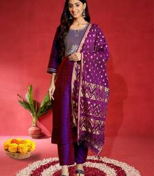 Women Ethnic Motifs Embroidered Kurta with Trousers & Dupatta