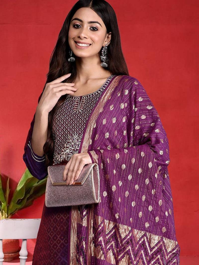 Women Ethnic Motifs Embroidered Kurta with Trousers & Dupatta