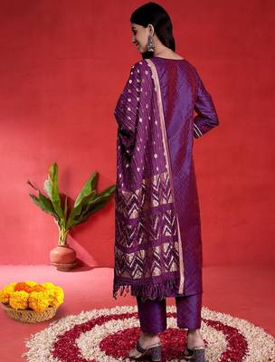 Women Ethnic Motifs Embroidered Kurta with Trousers & Dupatta 5